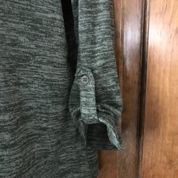 Notations Dark Green Marl V-Neck Henley Pullover w/Tab & Button 3/4 Sleeve PXL - Picture 5 of 11